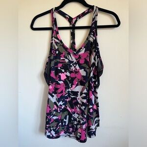 Lululemon Fast Lane Singlet Tank Top - Pop Cut Boom Juice Multi / Black - US 10